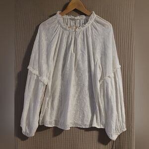 Anthropologie's Forever That Girl Justine Boho Peasant White Blouse Size Medium